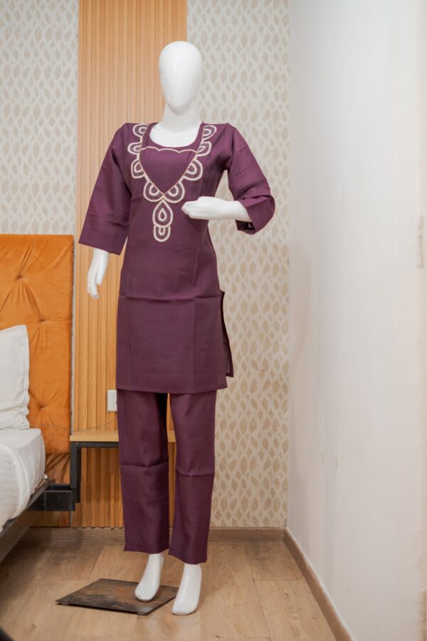 Silk Cord Set with Handwork on Neck – Elegant Women Ethnic Wear