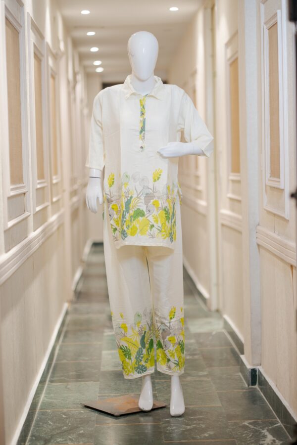 Printed Collar Neck Cotton Co-ord Set with Palazzo – Pure Heavy Quality