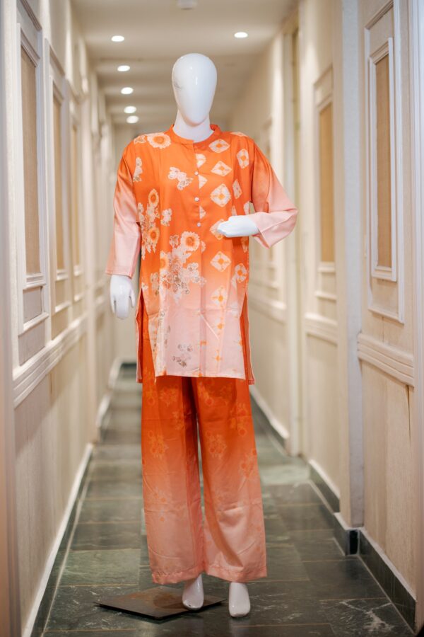 Printed Chinese Collar Batik Print Co-ord Set – Double Shade Ethnic Wear