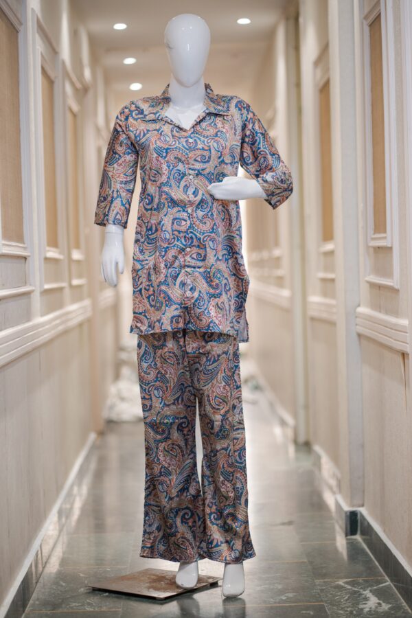 Satin Digital Print Co-Ord Set | Stylish Printed Kurta Pant Set for Women