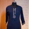 Elegant Navy Blue Embroidered Short Kurti for Women (Free Size) – Casual & Daily Wear