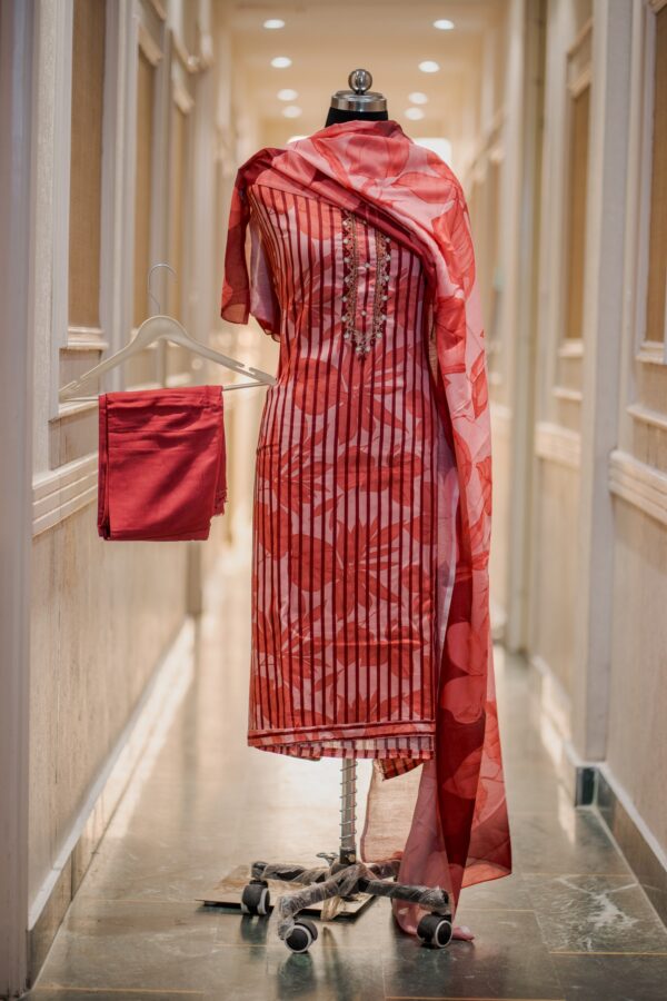 Premium Muslin Cotton Digital Print Suit with Hand Embroidery & Dabka Work with Printed Dupatta