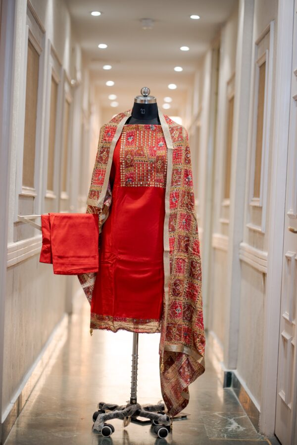 Elegant Cotton Suit Set with Heavy Mirror Work & Sequin Dupatta for Women