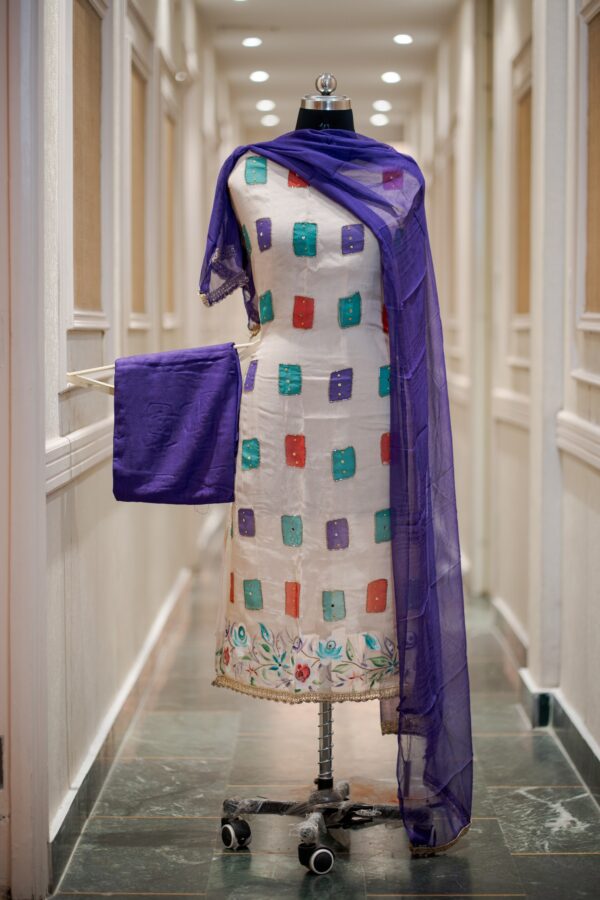 Premium Linen Cotton Printed Suit with Chikankari Embroidery & Applique Dupatta for Women